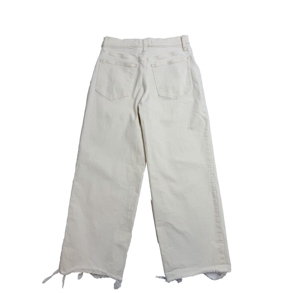Madewell Perfect Vintage Wide Leg Crop Jeans Womens 28 Beige High Rise Raw Hem D - Picture 2 of 12
